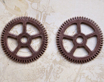 6 large 25mm copper-colored cogwheels