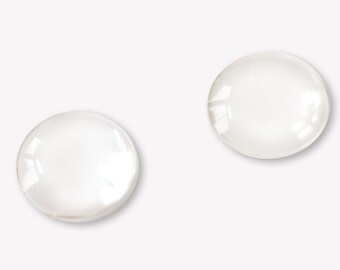 6 round 10mm clear glass cabochons