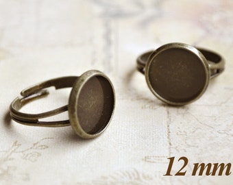 4 bronzefarbene 12mm Ring Rohlinge . Ringrohlinge größenverstellbar