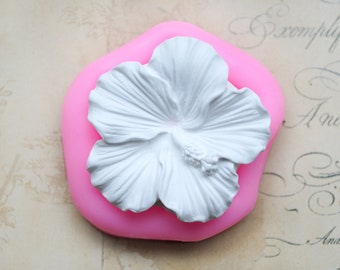 Hibiscus flower silicone mold e.g. for decorating cakes with flowers and sugar flowers or for crafts with polymer clay