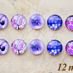 10 hochwertige 12 mm Glas Cabochons für runde Cabochonfassungen . zum Basteln von z.B. Hasketten oder Schlüsselanhänger oder Ringe Bild 1