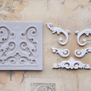 Silicone mold - filigree ornaments e.g. for decorating cakes - books or soaps or for handicrafts with polymer clay