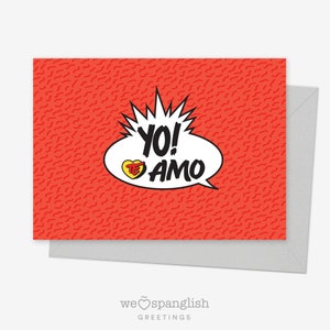 salut! Te Amo, Je t’aime, Spanglish, Carte de vœux imprimable (Orange), Latino, Latina, Espagnol, Téléchargement instantané