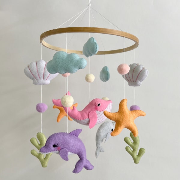 Ocean baby mobile Ocean pastel mobile Sea creatures mobile Crib mobile Felt mobile Mobile nursery Gift for baby Newborn gift Unique gift