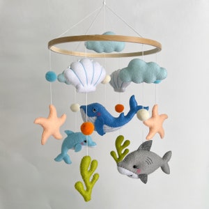Ocean Nursery Mobile: Felt Sea Creatures Crib Mobile