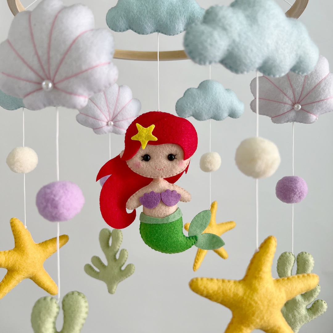 Mermaid Baby Mobile Mermaid Felt Mobile Mermaid Baby Crib Mobile
