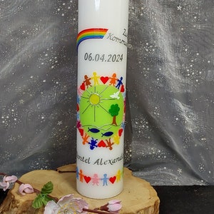 Baptismal candle, communion candle, baptismal candle children of this earth rainbow baptismal candle girl, baptismal candle boy, baptismal candles, baptismal candle tree children image 1