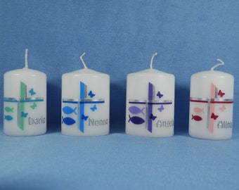 1 christening candle "Cross + Pisces + Butterfly"Godfather candles,table candles,table decoration,baptismal candles,communion candles,communion,gift,gifeaway