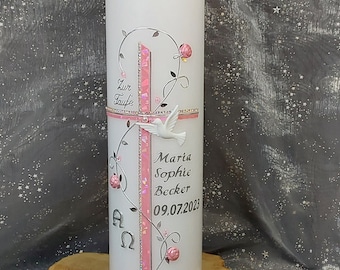 Baptismal candle + box "Cross with flower tendril A&O" baptismal candle girl, baptismal candle boy, baptismal candles, light of life, baptism, communion candle, cross