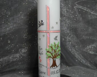 Baptismal candle "Cross + Tree" Baptismal candle girls, baptismal candle boys, tree, green, baptismal candles, light of life, baptism, candle, communion candle, wax, cross