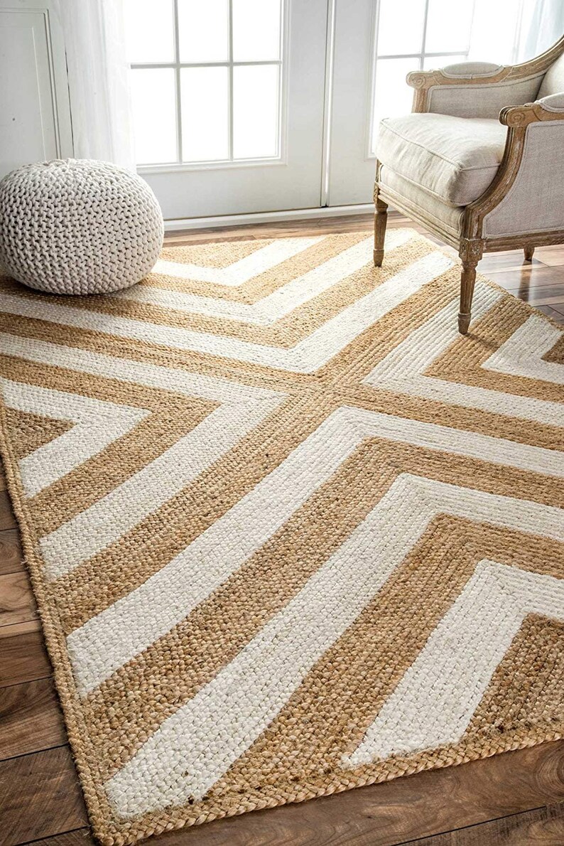 4x6 Feet Floor Area Rug Braided Cotton rug Handmade Jute Rugs Etsy