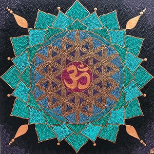 Flower of life with om dotpainting mandala 50x50cm