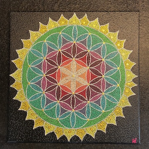 Flower of life dotpainting mandala 40x40cm image 1