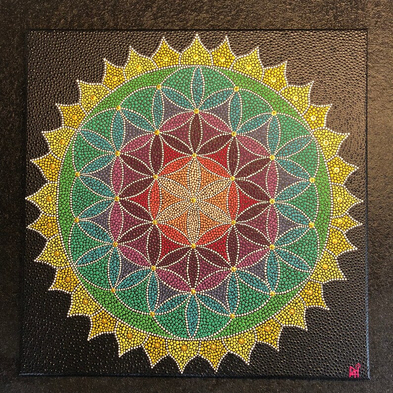 Flower of life dotpainting mandala 40x40cm image 1