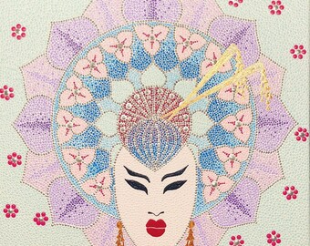 Geisha dotpainting mandala 40x40cm