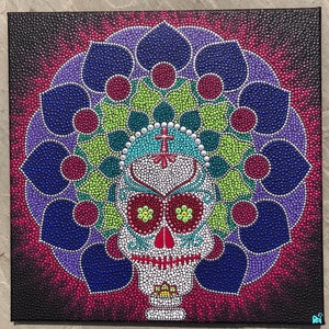 Mandala dotpainting crâne 40x40cm