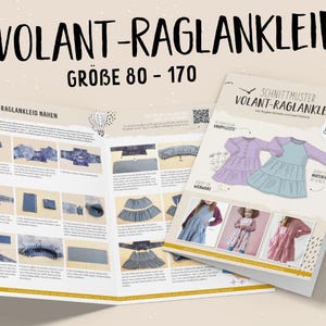 Papierschnittmuster "Volant-Raglankleid" von Lybstes (Gr. 80-170)