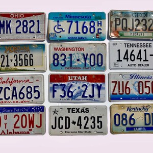 Pack of 12 Craft Condition License Plates from 12 States for Arts and Crafts