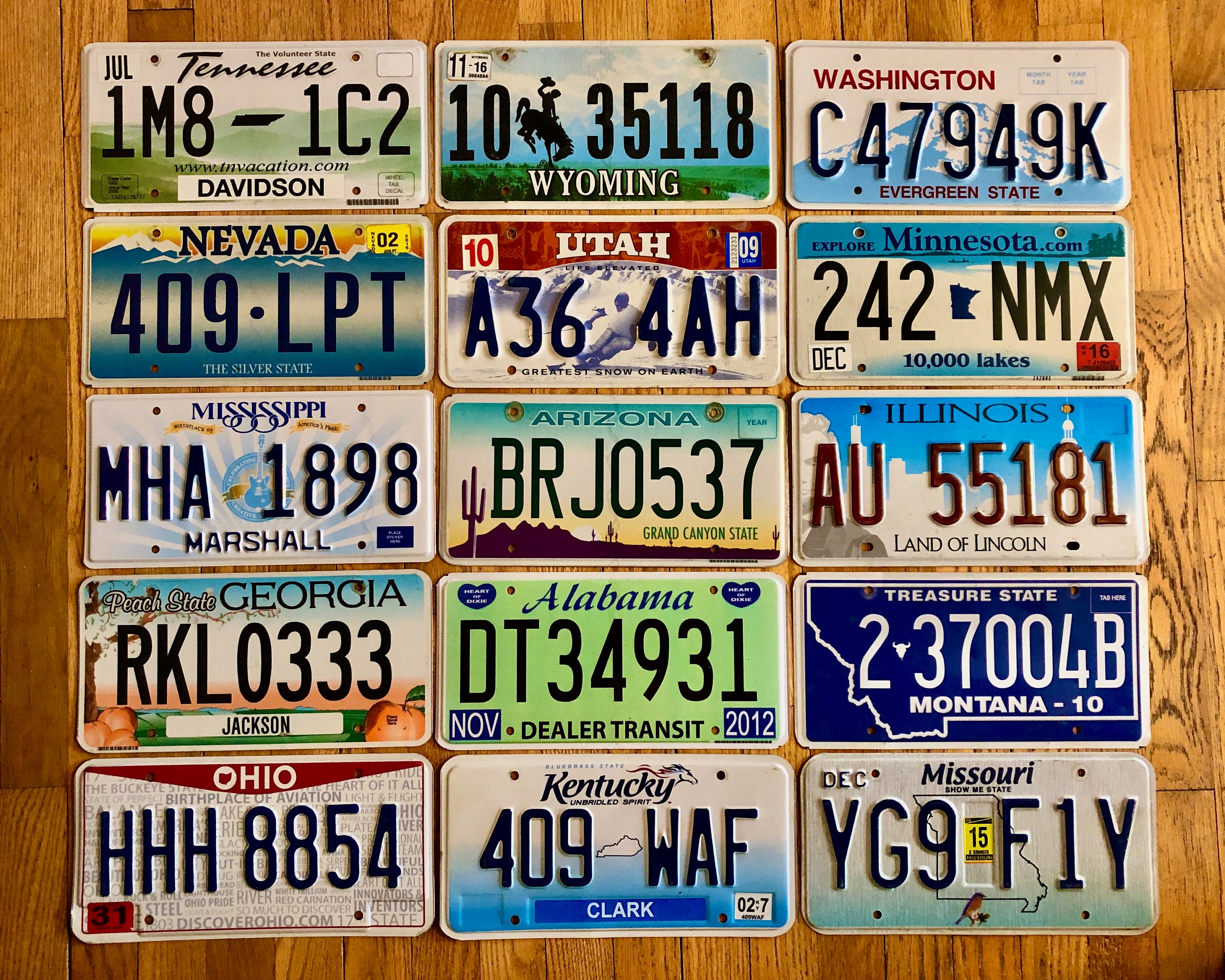 Set of 15 Colorful graphic License Plates From 15 Different States Etsy UK