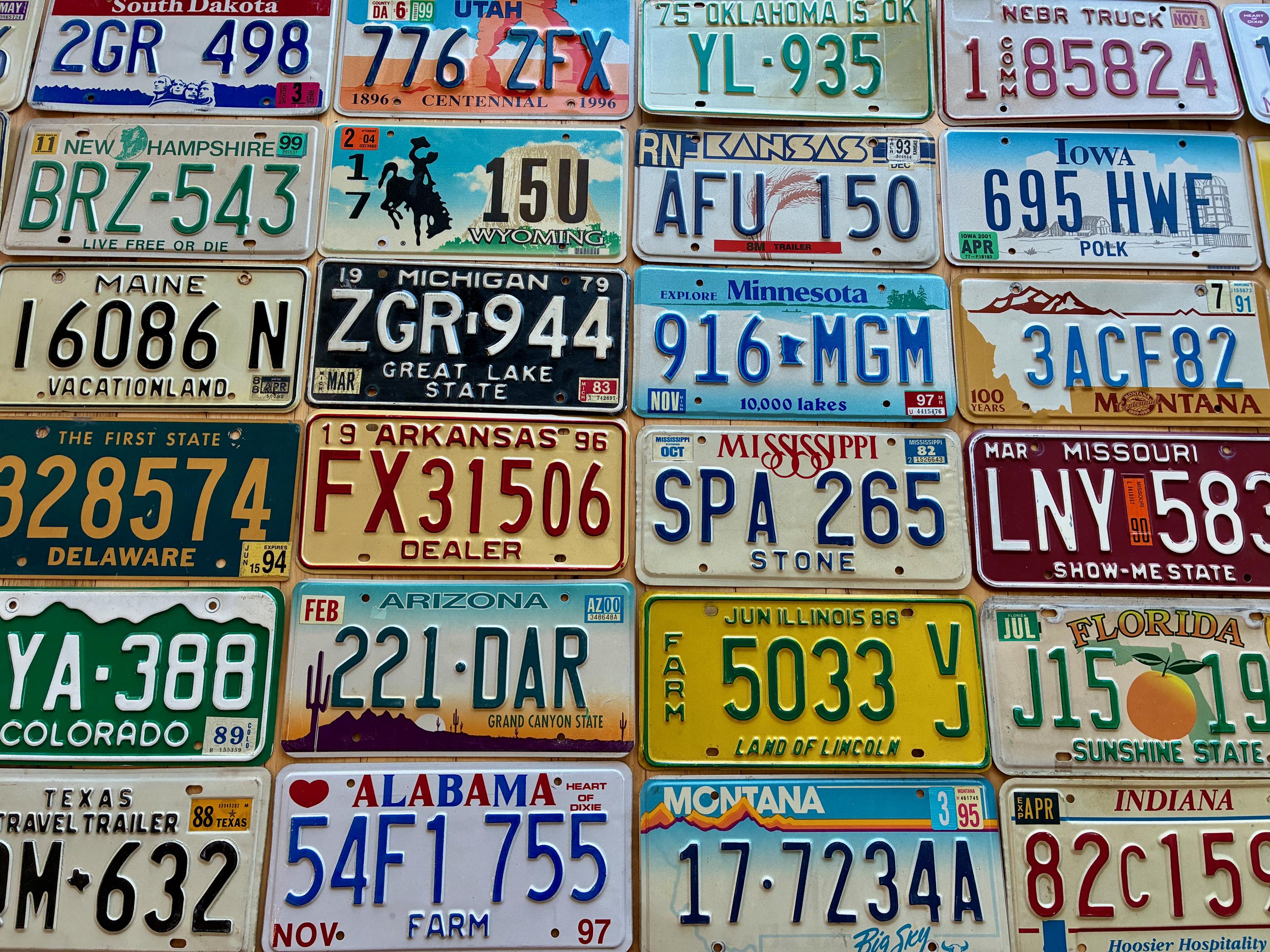 Starter Pack of 10 License Plates From 10 Different States in Good  Condition - 20 Years or Older - Etsy, image size:3000x2250