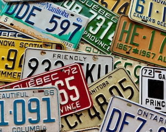 Canadian License Plates - All Provinces Available in Craft Condition