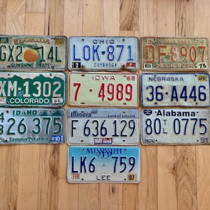 Vintage 20 Years Or Older 10 Roadkill Condition License Plates for Arts and Crafts