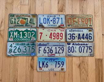 Vintage 20 Years Or Older 10 Roadkill Condition License Plates for Arts and Crafts