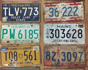 Pack of 10 Rustic/worn License Plates From at Least 7 Different States