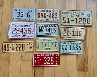 Gift set of 10 Good Condition Motorcycle/Trailer License Plates