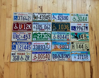 20 Craft Condition Handicapped License Plates from 20 Different States