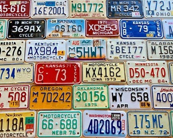 Authentic Motorcycle License Plates - Pick A State - Good Condition