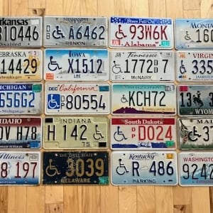 20 placas de veículos para deficientes físicos em condições de artesanato de 20 estados diferentes