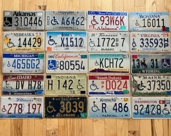 20 Craft Condition Handicapped License Plates from 20 Different States