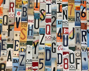 Worn & Faded License Plate Letters and Numbers to Build Your Own License Plate Signs