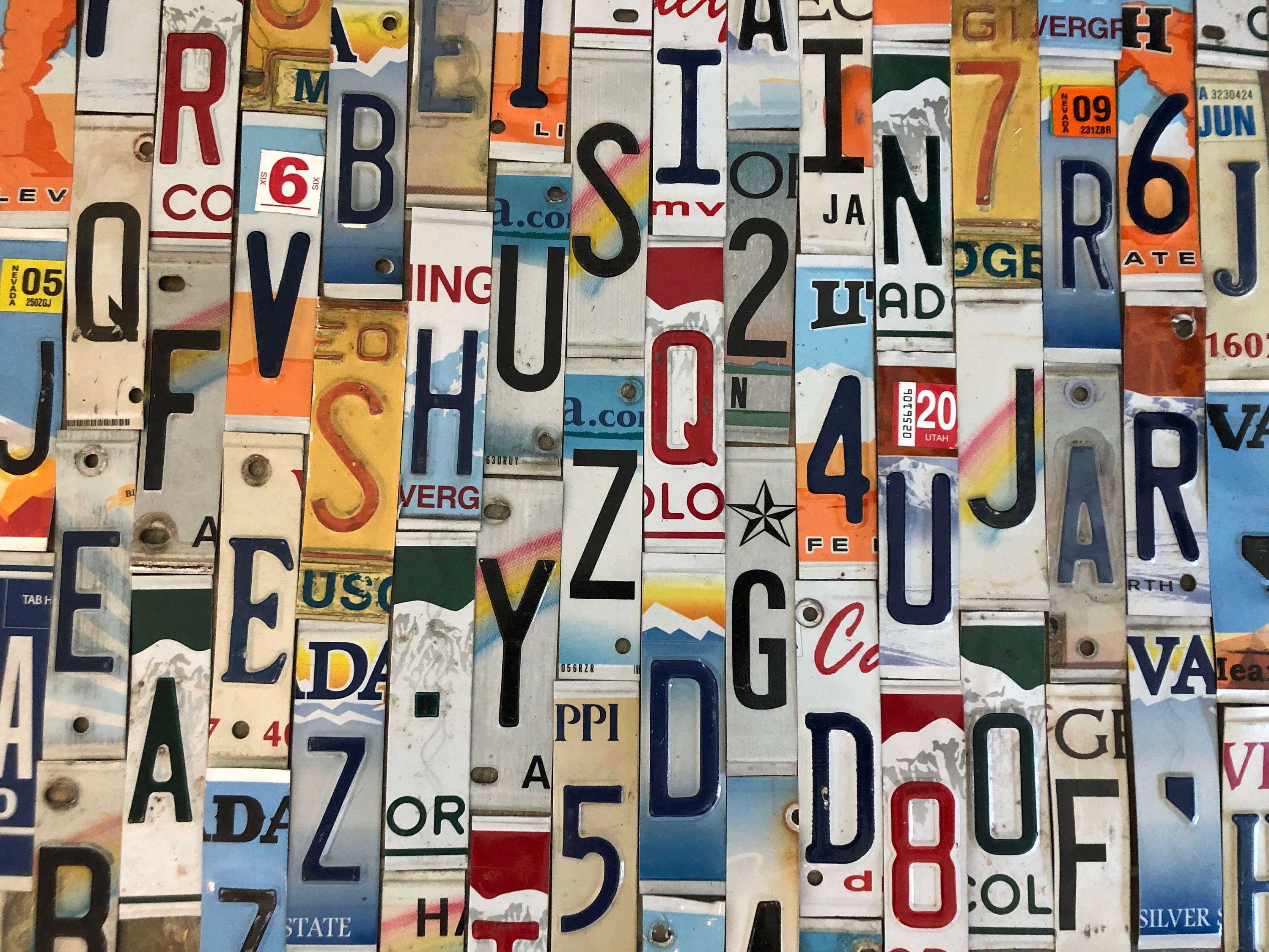 Worn & Faded License Plate Letters and Numbers to Build Your Own License Plate Signs