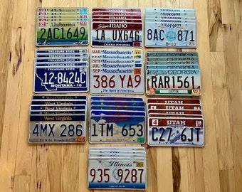 Wholesale Lot of 50 License Plates from 10 Different States - 5 of Each State