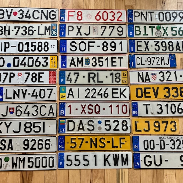 Craft/Worn Condition European License Plates - Poland, France, Germany, Czech Republic, Romania, Spain, Netherlands...