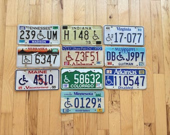 10 Craft Condition Handicapped/Disabled License Plates from 10 Different States