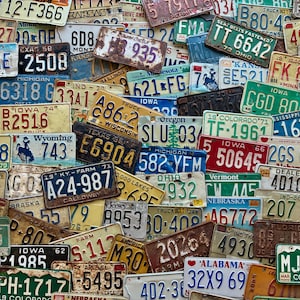Vintage 20 Years or Older Bulk Lot of 100 Roadkill Condition License Plates From At Least 30 States