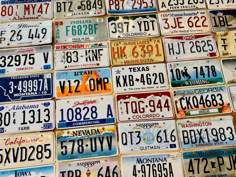 Starter Pack of 10 License Plates from 10 Different States in Craft Condition 