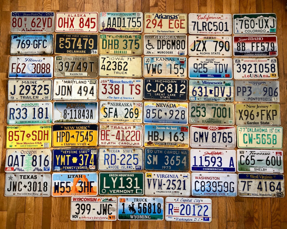 50 State Set of License Plates Plus a Washington DC Plate Craft