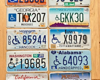 10 Craft Condition Handicapped/Disabled License Plates from 10 Different States