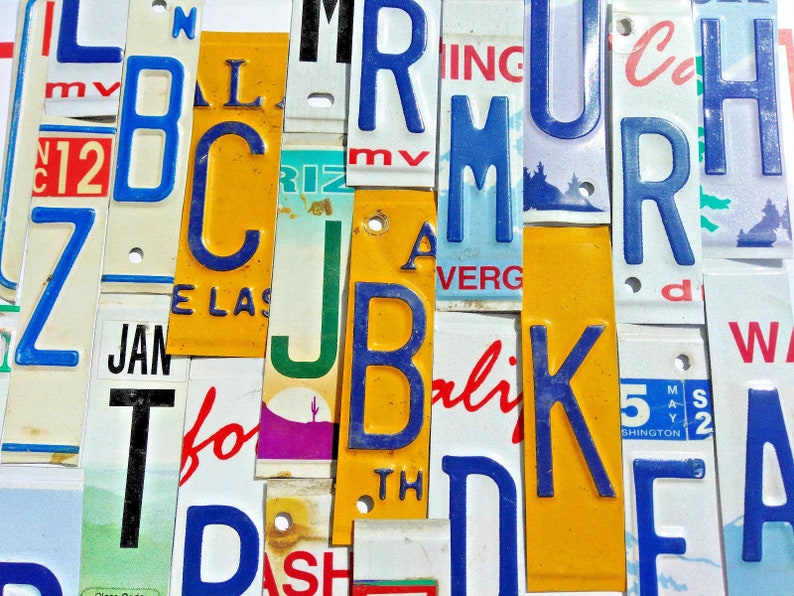 Pick Your Letters -Flat and Embossed License Plate Letters and Numbers for Signs and Arts and Craft Projects 