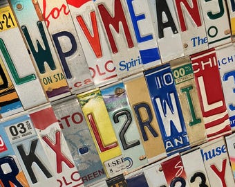 Embossed Worn & Faded License Plate Letters and Numbers to Build Your Own Signs
