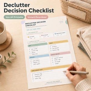 Checkliste zum Ausmisten (zum Ausdrucken): Leitfaden zur Organisation und Sortierung im Haushalt, A4-PDF