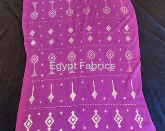 Egyptian Tulle Assuit Silver Purple Shawl Veil