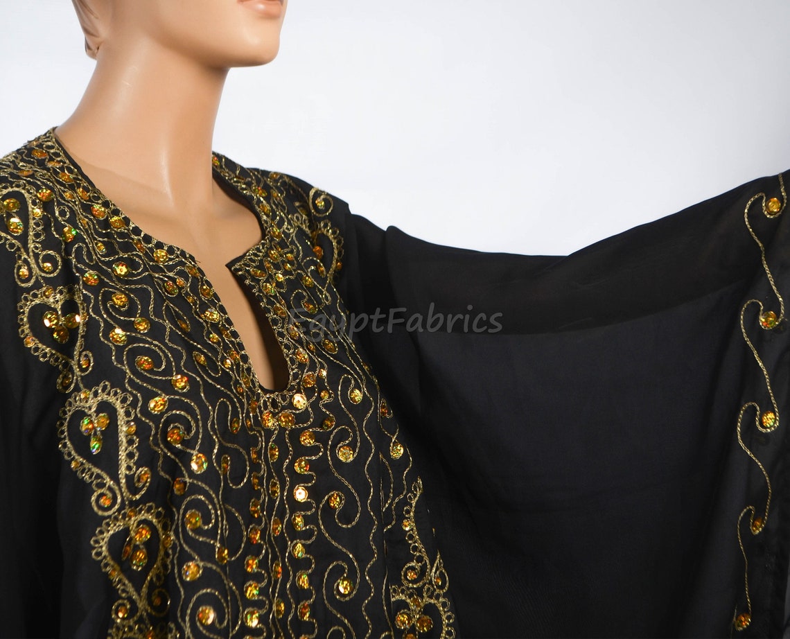 Khaliji Thobes Belly Dance Black Abaya Kaftan Dress Khaleegy Etsy