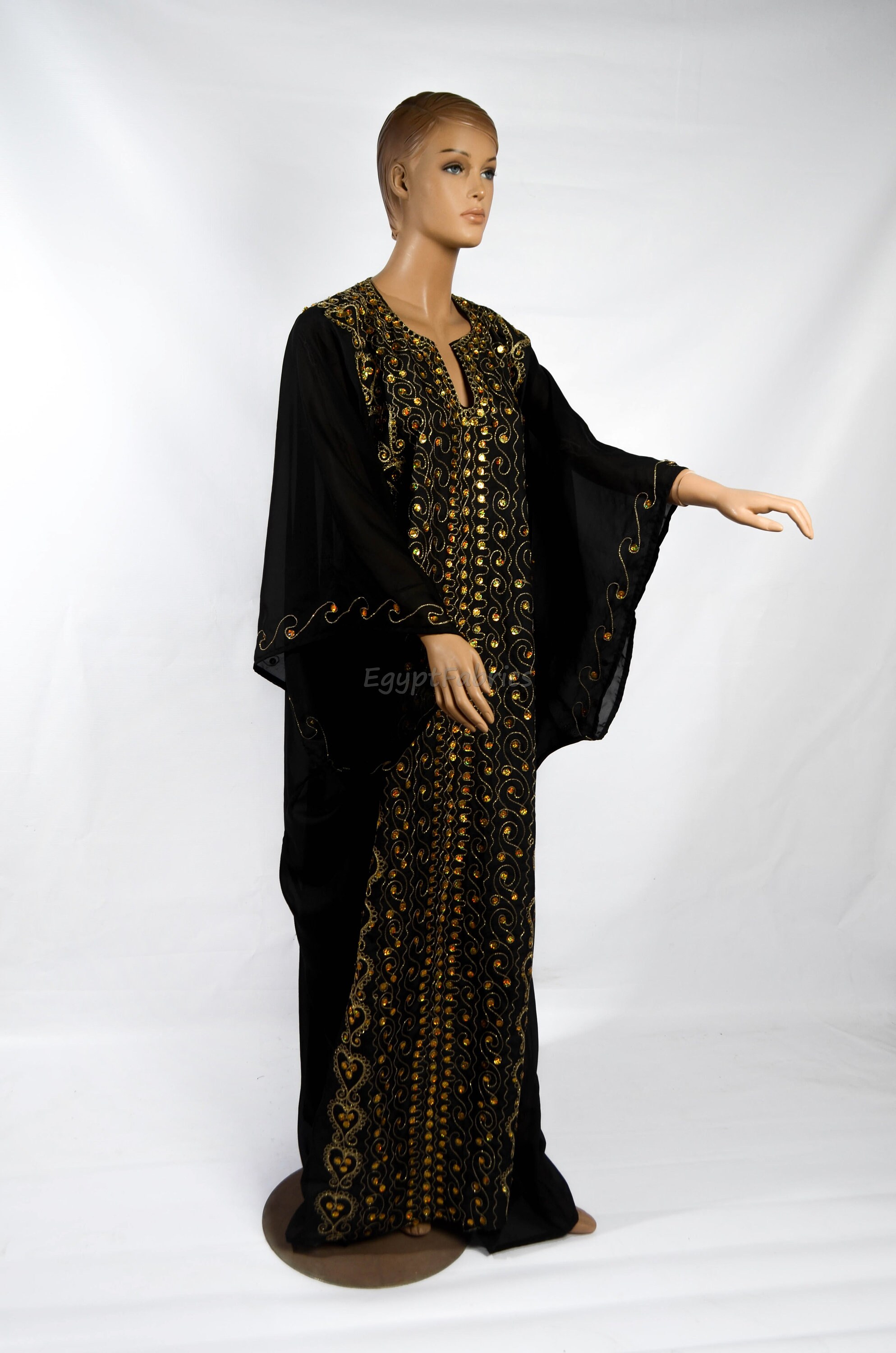 Khaliji Thobes Belly Dance Black Abaya Kaftan Dress Khaleegy Etsy UK