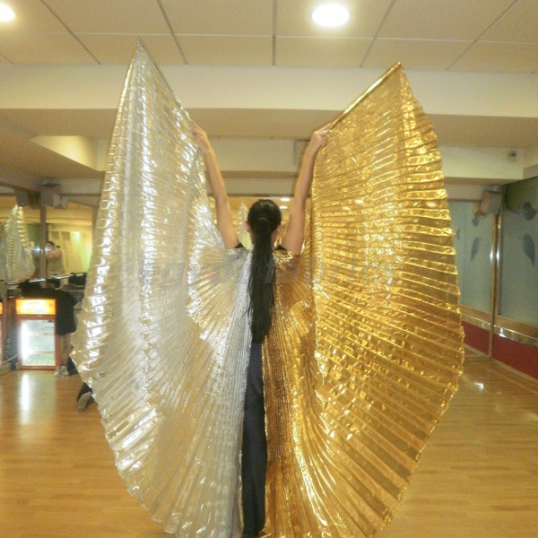Egyptian Belly dance Costume Golden and Silver Lame Professional Cute Isis Wings
