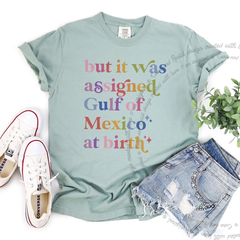 Team Gulf of Mexico America golfo de anti trump democrat liberal shirt tee t-shirt shirt tshirt apparel gift anti-fascist fascist fascism fragile masculinity 1569 dissent anti-elon elon musk deport progressive woke political support immigrants immigration rainbow colorful font words letter design retro vintage cute girly funny joke girl trans transgender support pronoun they them